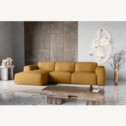 Hudson Nowoczesny narożnik wypoczynkowy z funkcją spania Tkanina Holms 65